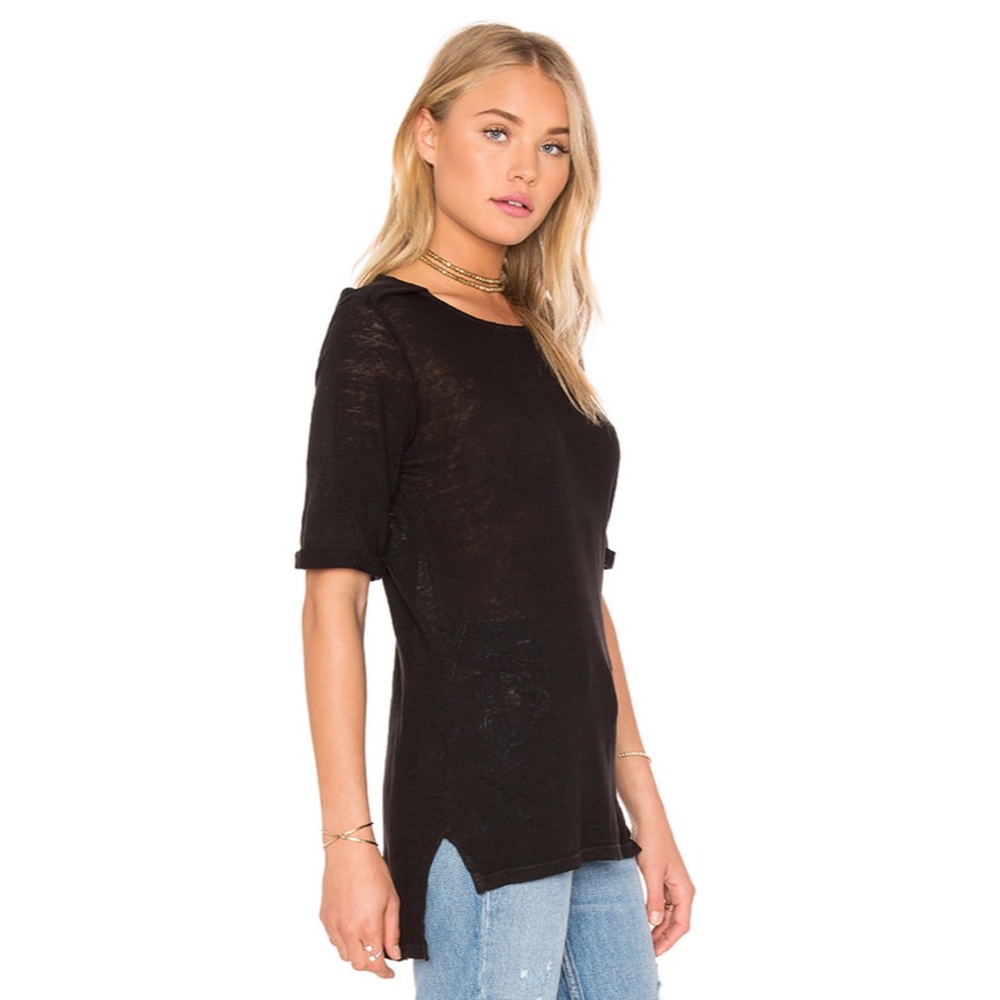FRAME Le Boxy Epaulette Linen Tee - Picture 3 of 7